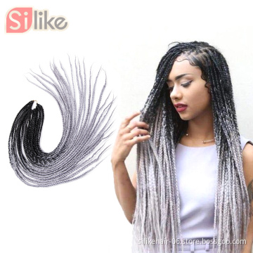 Wholesale Ombre Grey 24 inch Heat Resistant Fiber Bulk Box Braid Crochet Braids 24 Roots/pack Synthetic Braiding Hair Extensions